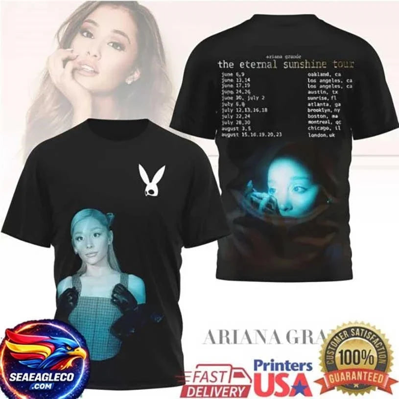 Ariana Grande The Eternal Sunshine Tour Dates Playboy Bunny Portrait Two Sided Shirt Unisex