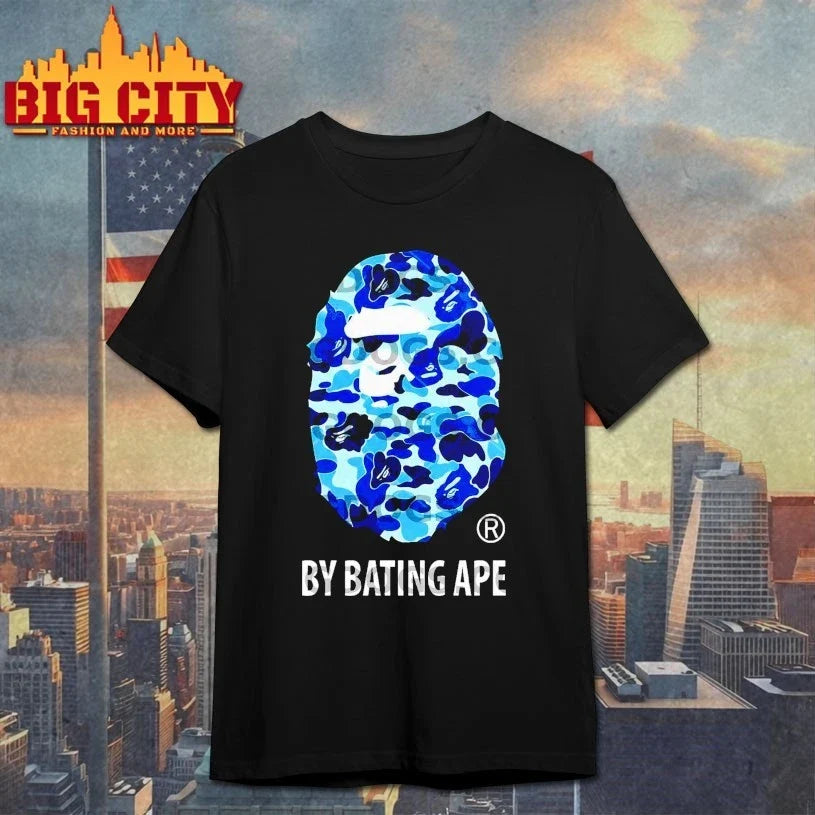 BY Bathing Ape Bape Blue Camo Big Head Unisex