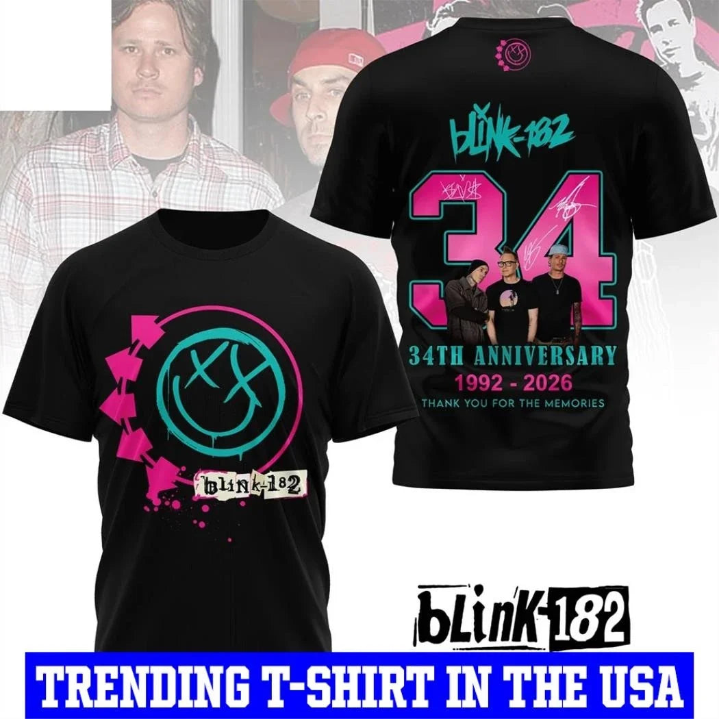 Blink 182 34Th Anniversary 1992 2026 Shirt Unisex
