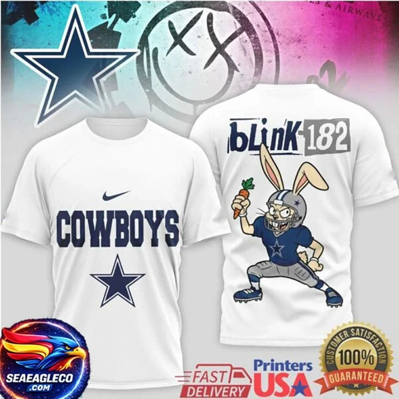 Blink 182 x Dallas Cowboys Bunny Logo Mashup Two Sided Shirt Unisex