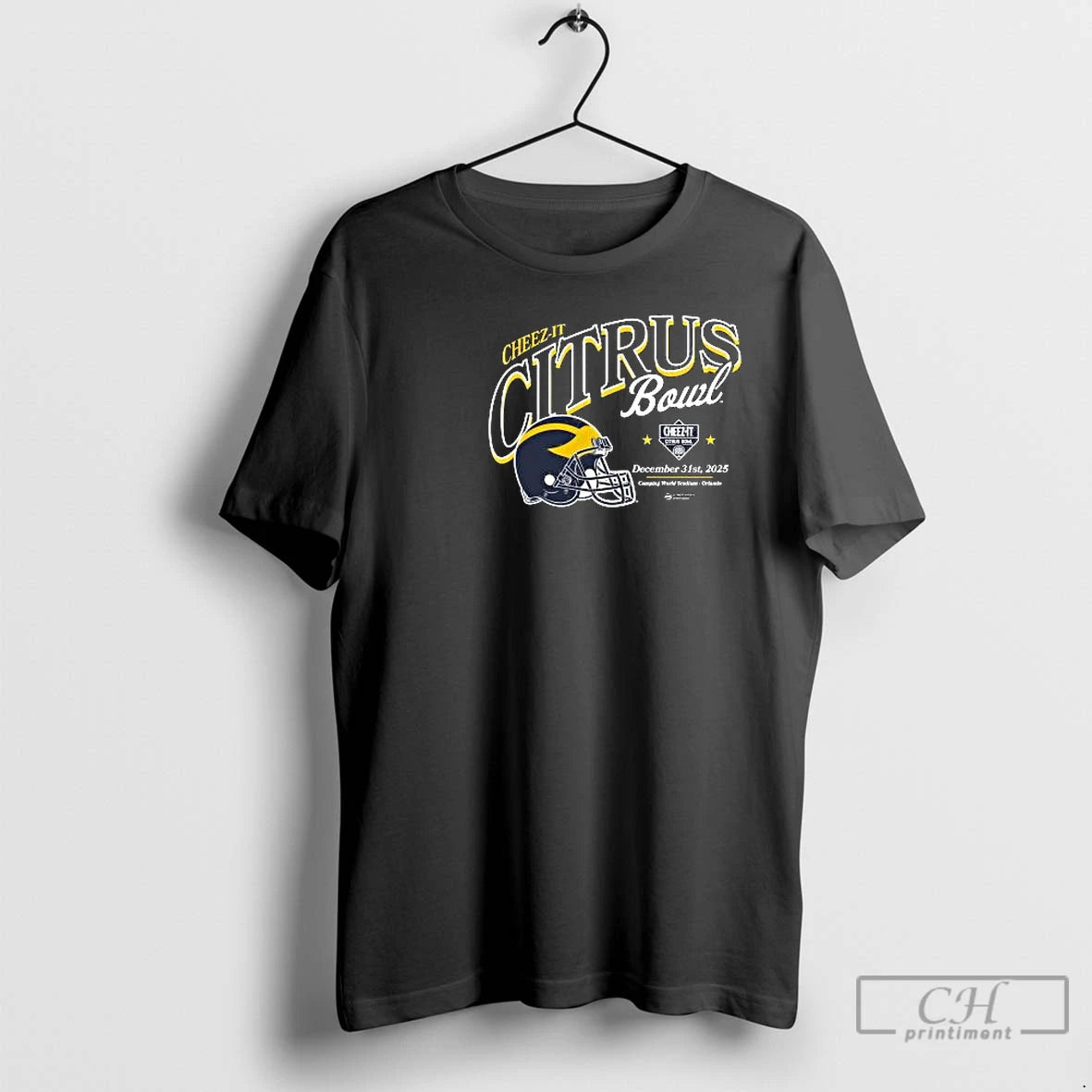 Classic 2025 Cheez It Citrus Bowl Michigan December 31st 2025 Helmet Circle Black T Shirts