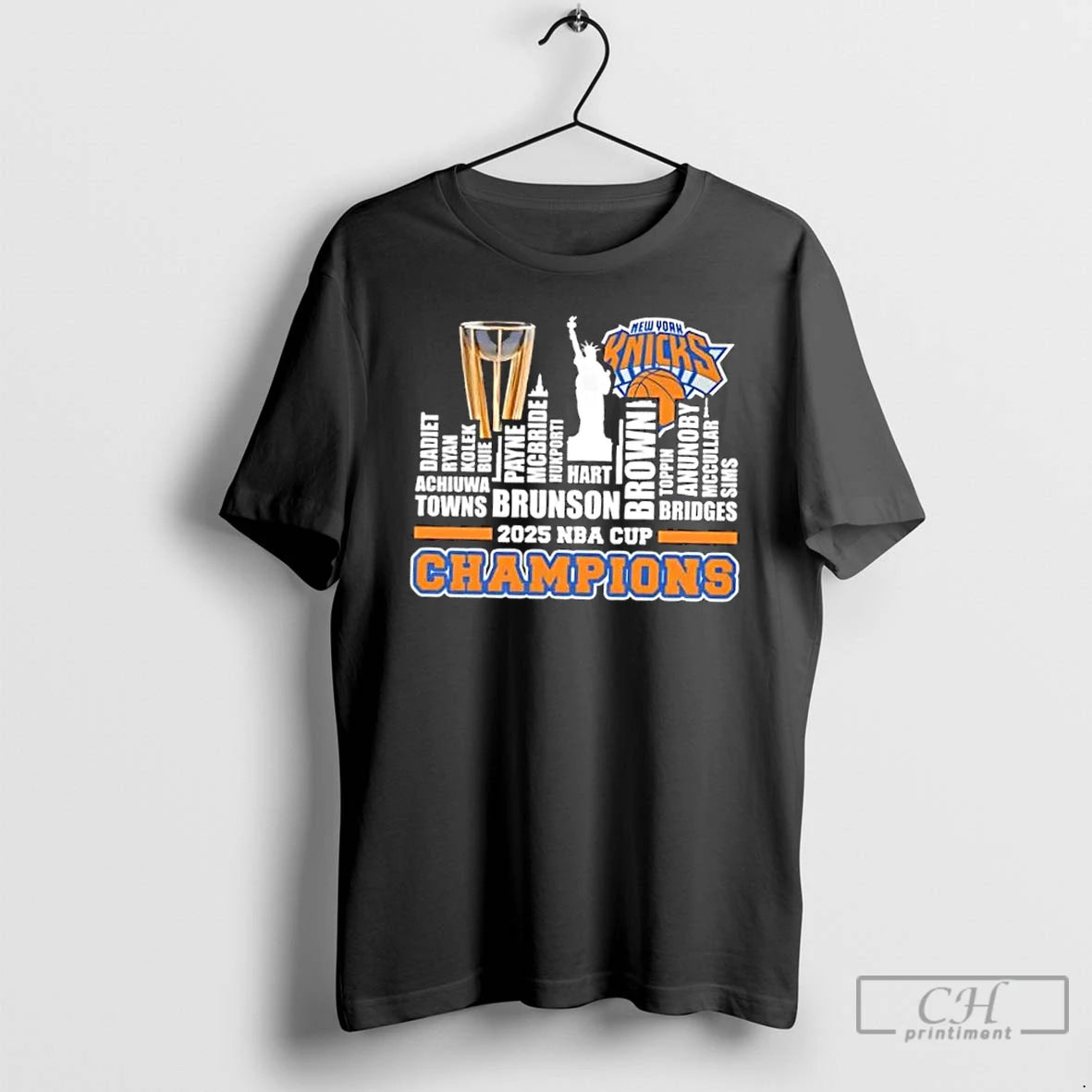 Classic 2025 Nba Cup Champions New York Knicks All Names City Skyline T Shirts Sweater
