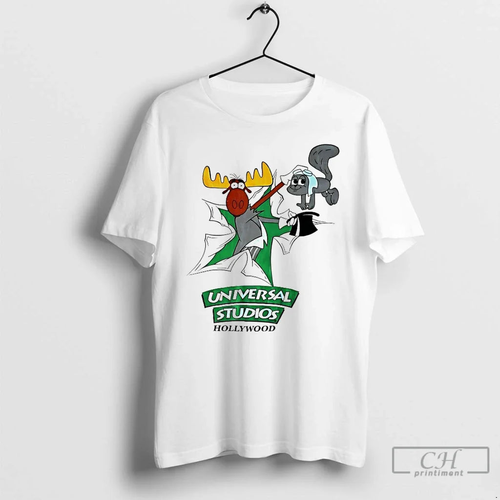 Classic Bullwinkle J Moose And Rocket Rocky J Squirrel Universal Studios Hollywood T Shirts