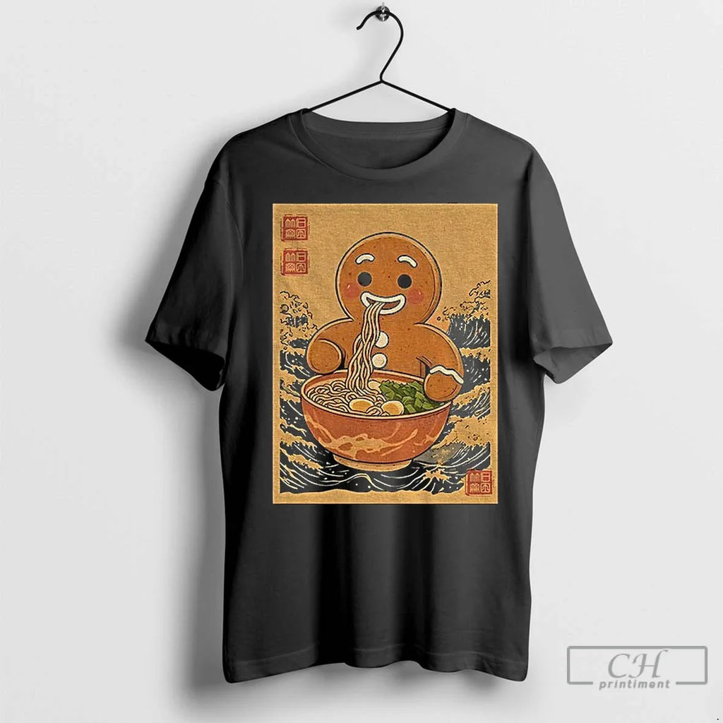 Classic Gingerbread Man Eating Ramen Japan Christmas
