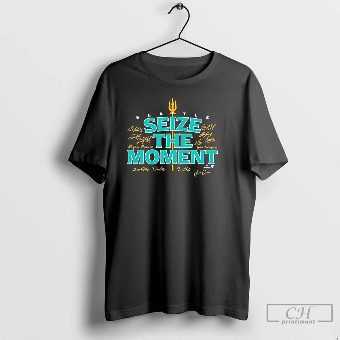 Classic Seize The Moment Seattle Baseball Signatures T Shirts