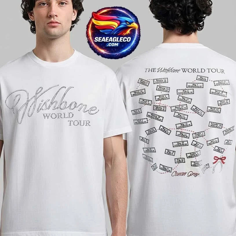 Conan Gray Wishbone World Tour 2026 Tour Map Dates White Two Sided Shirt Unisex