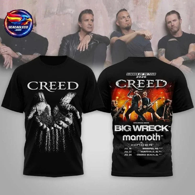 Creed Summer Of 99 Tour 2026 Big Wreck And Mammoth Two Sided Shirt Unisex