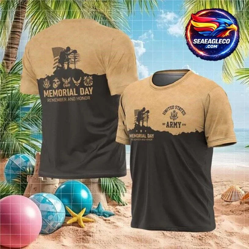 Custom Army Memorial Day Remember and Honor Fallen Soldier Two Sided Shirt Unisex