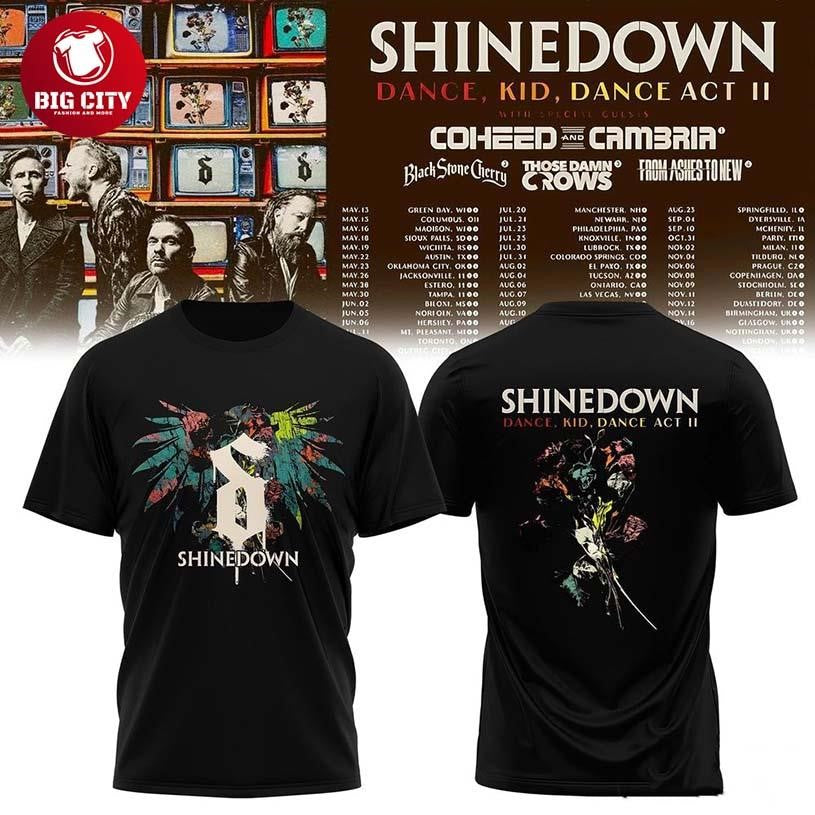 Dance, Kid, Dance Act II World Tour Shinedown 2026 Two Sided Shirt Unisex