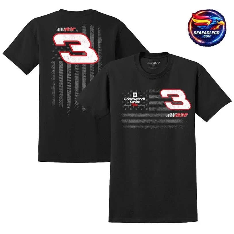 Earnhardt Richard Childress Racing Team Collection Black Flag Tri-Blend Two Sided Shirt Unisex