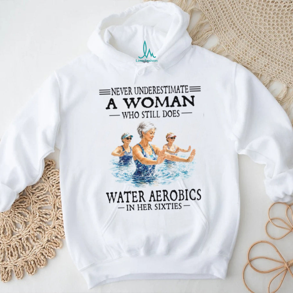Elderly Women Water Aerobics In Her Sixties Shirt