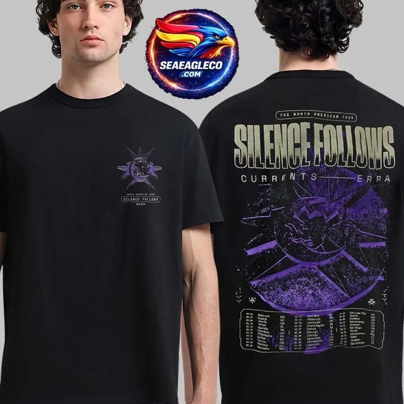Erra Silence Follows North American Tour 2026 Pink Star With Dates Back Two Sided Shirt Unisex