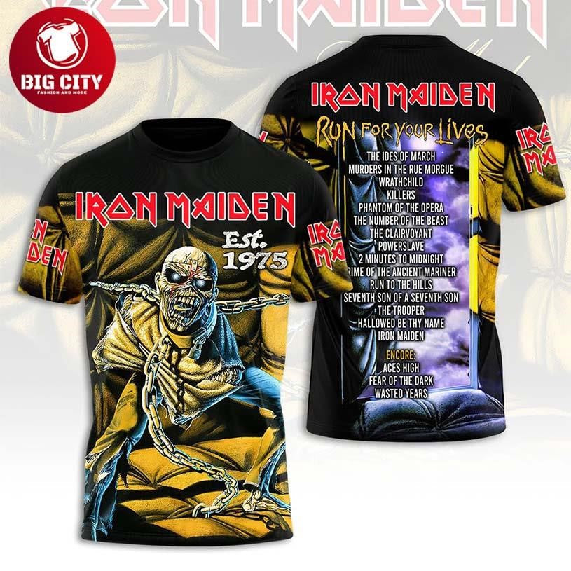 Iron Maiden Run For Your Lives World Tour Two Sided Shirt Unisex