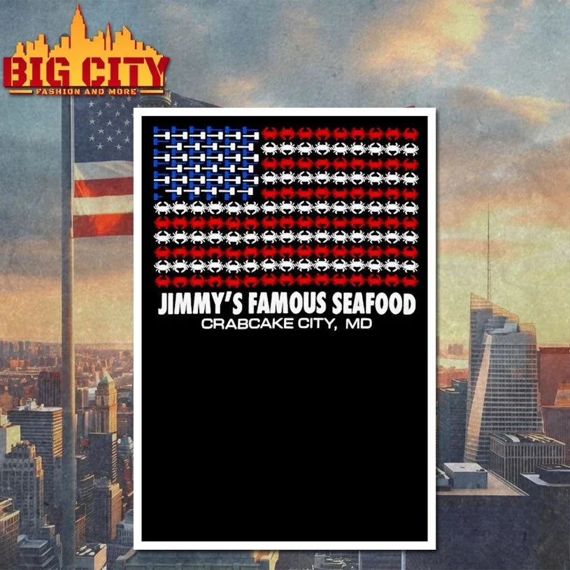 Jimmy’s Famous Seafood Crabcake city Crab Flag Unisex