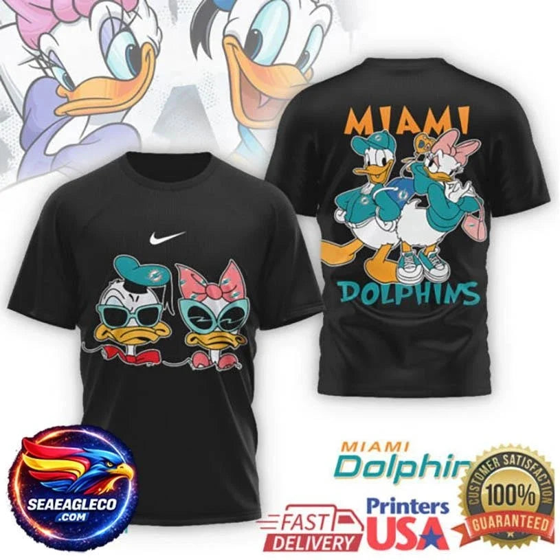 Miami Dolphins Donald &amp; Daisy Duck Tropical Two Sided Shirt Unisex