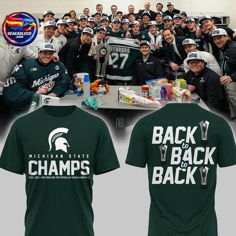 Michigan State Spartans Back-To-Back-To-Back Big Ten Champs 2026 Two Sided Shirt Unisex