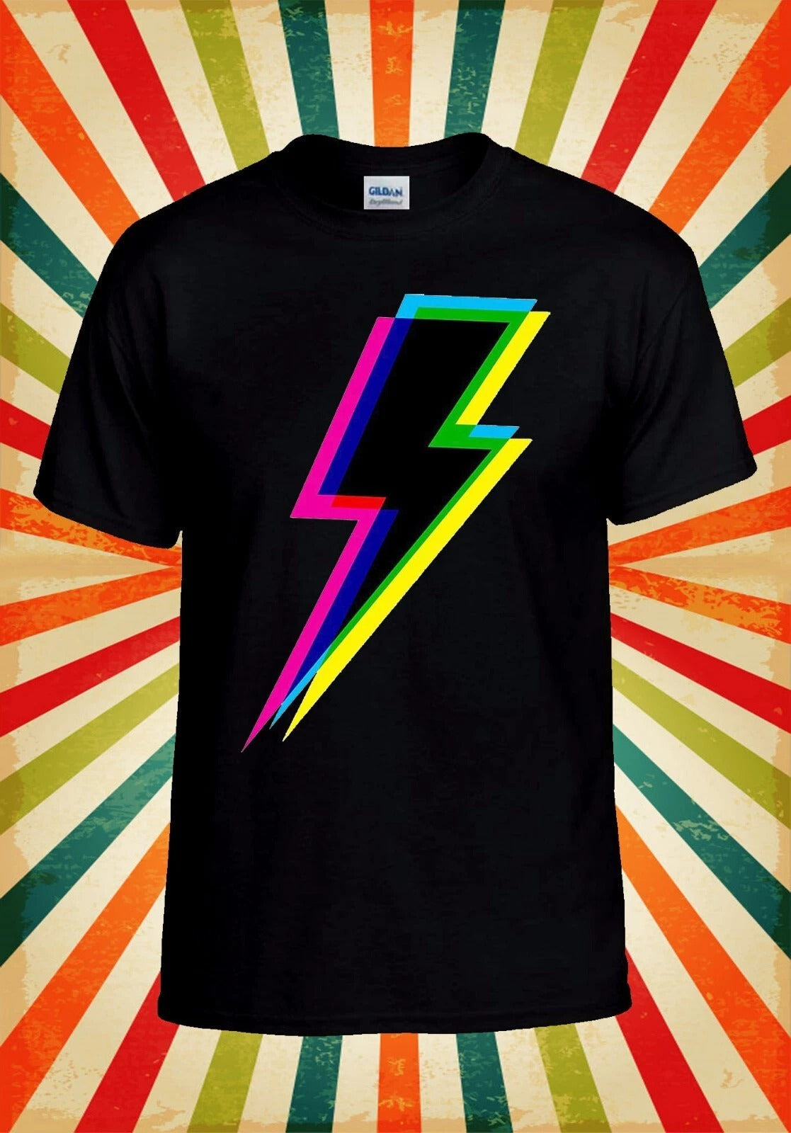 Neon Lightning Logo Retro Funny Cool Men Women Unisex Baseball T Shirt Top 2931 Unisex