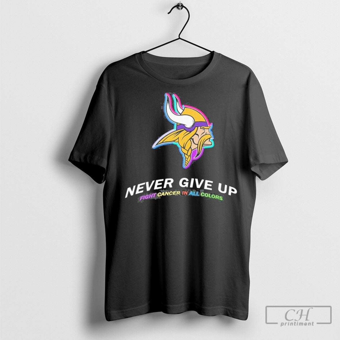 Official 2025 Minnesota Vikings Never Give Up Fight Cancer In All Colors T Shirts