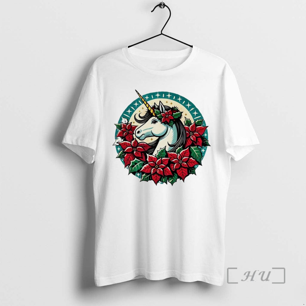 Officials Poinsettia Unicorn Christmas White