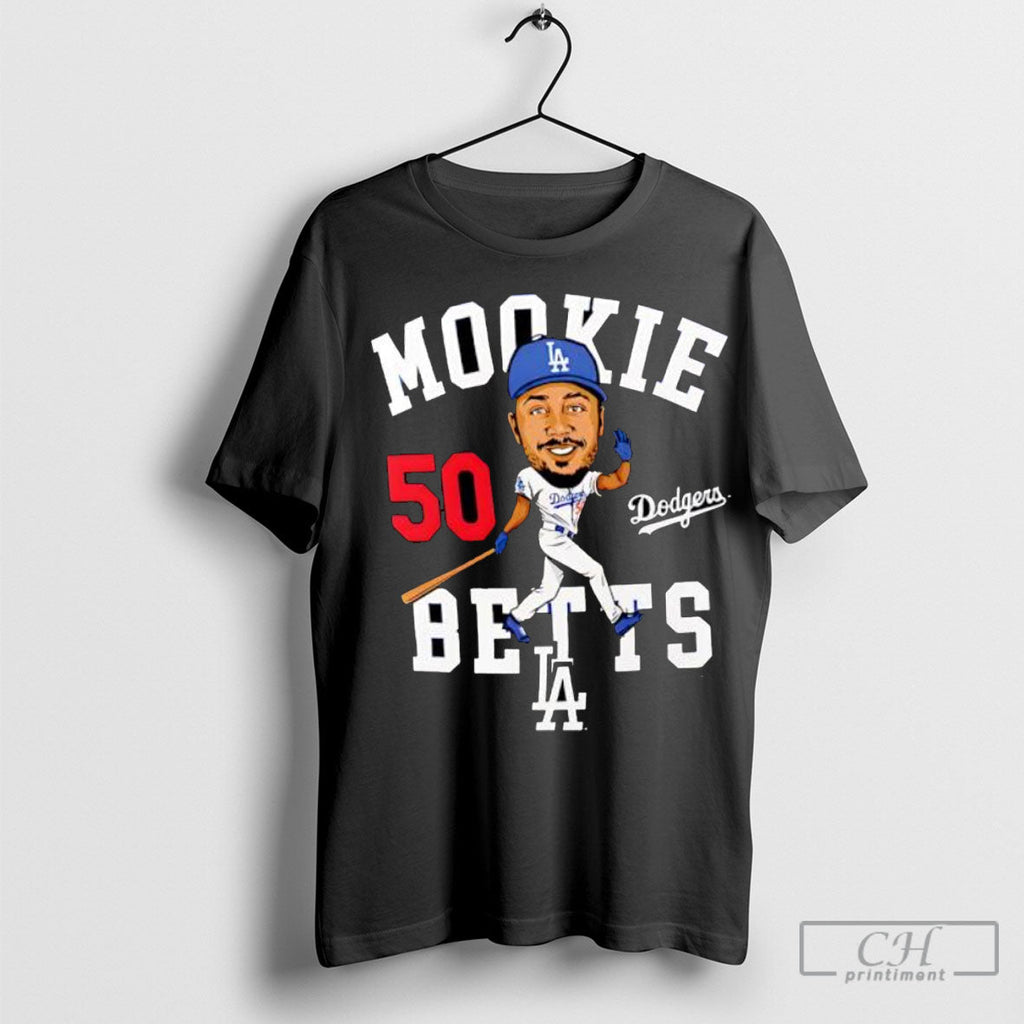 Offiical Mookie Betts Royal Los Angeles Dodgers Caricature Number 50 Shirts