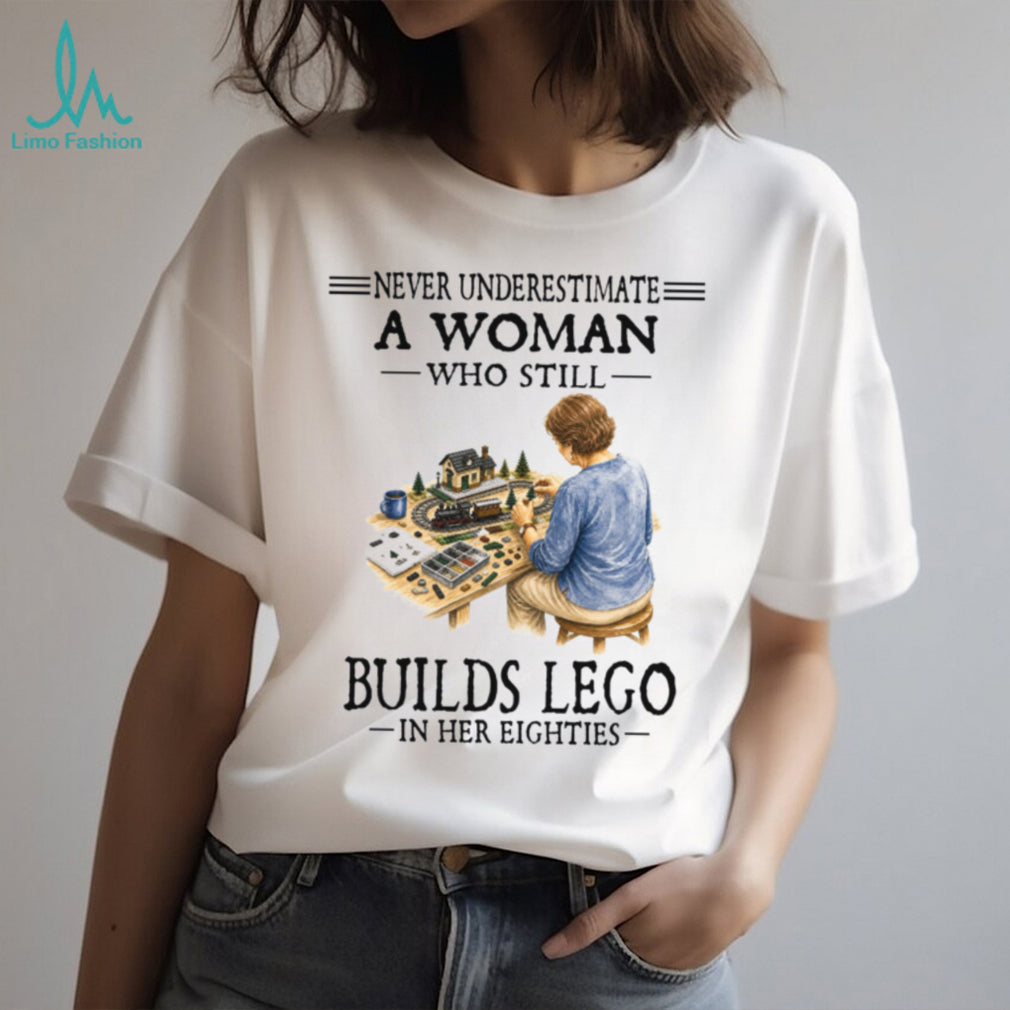 Older Woman Lego Building Hobbyist Eighty Birthday Shirt