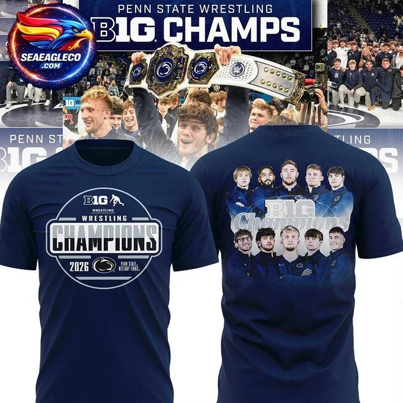 Penn State Nittany Lions Big 10 Men’s Wrestling Champions 2026 Two Sided Shirt Unisex