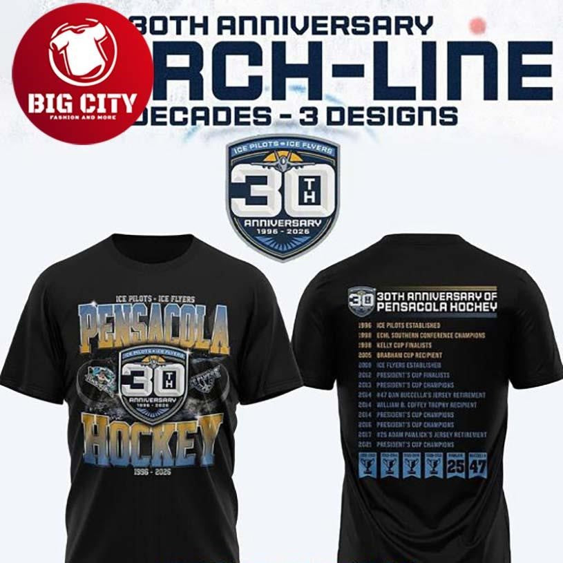 Pensacola Ice Flyers 30th Anniversary 1996-2026 Two Sided Shirt Unisex