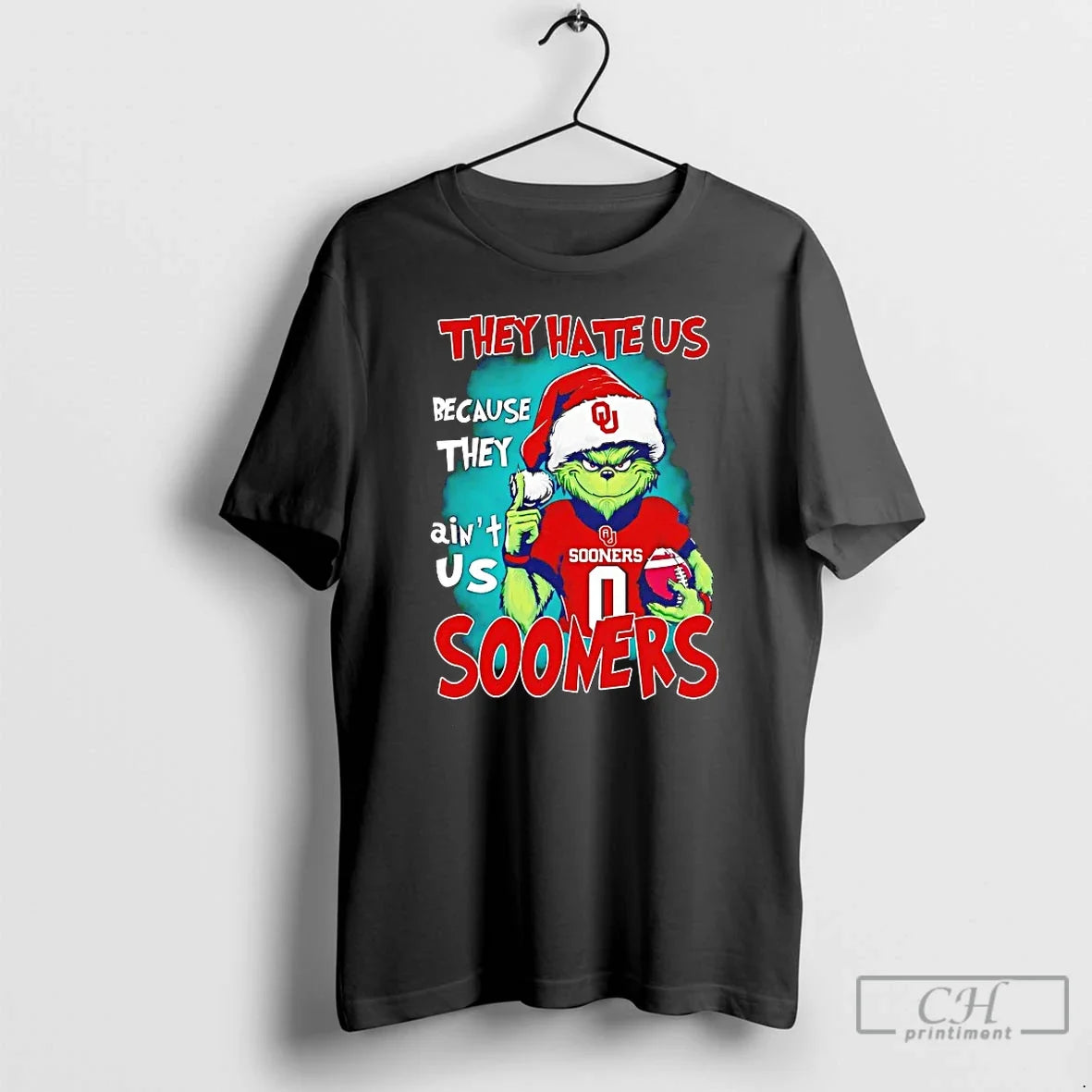 Premium Grinch They Hate Us Because They Aint Us Oklahoma Sooners Christmas T Shirts