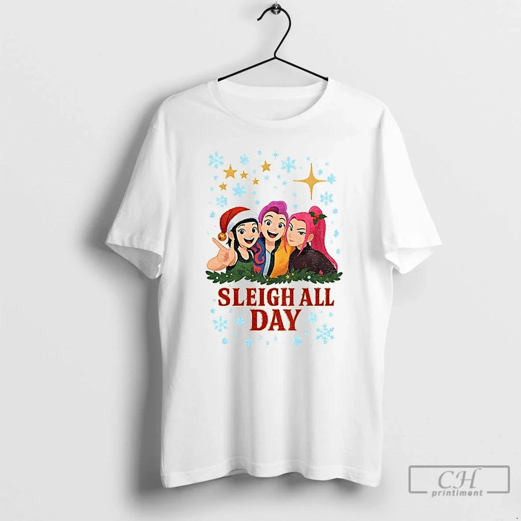 Premium Kpop Demon Hunter Huntrix Sleigh All Day Holiday Christmas T Shirts