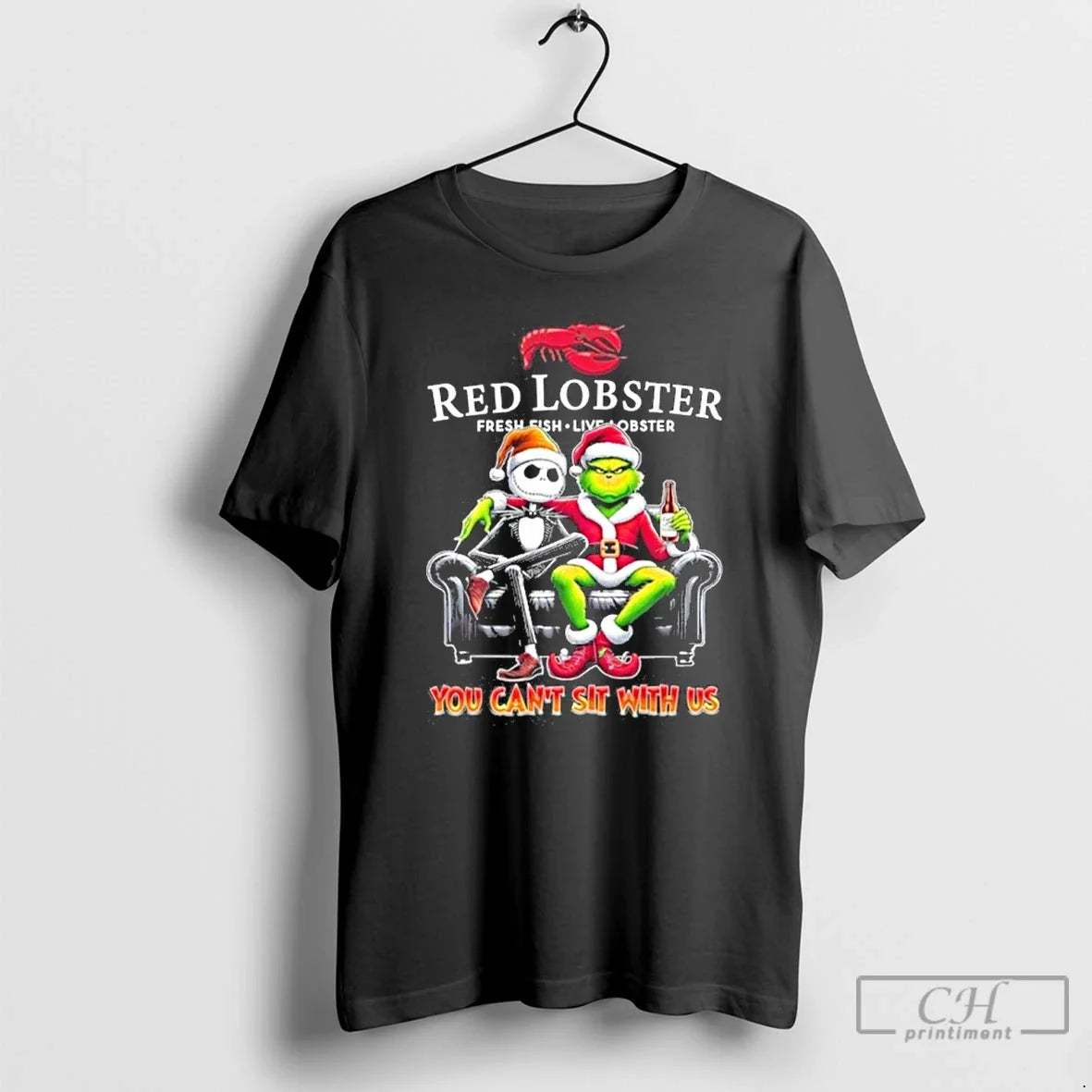 Premium Red Lobster Logo Santa Jack And Grinch You Cant Sit With Us T Shirts