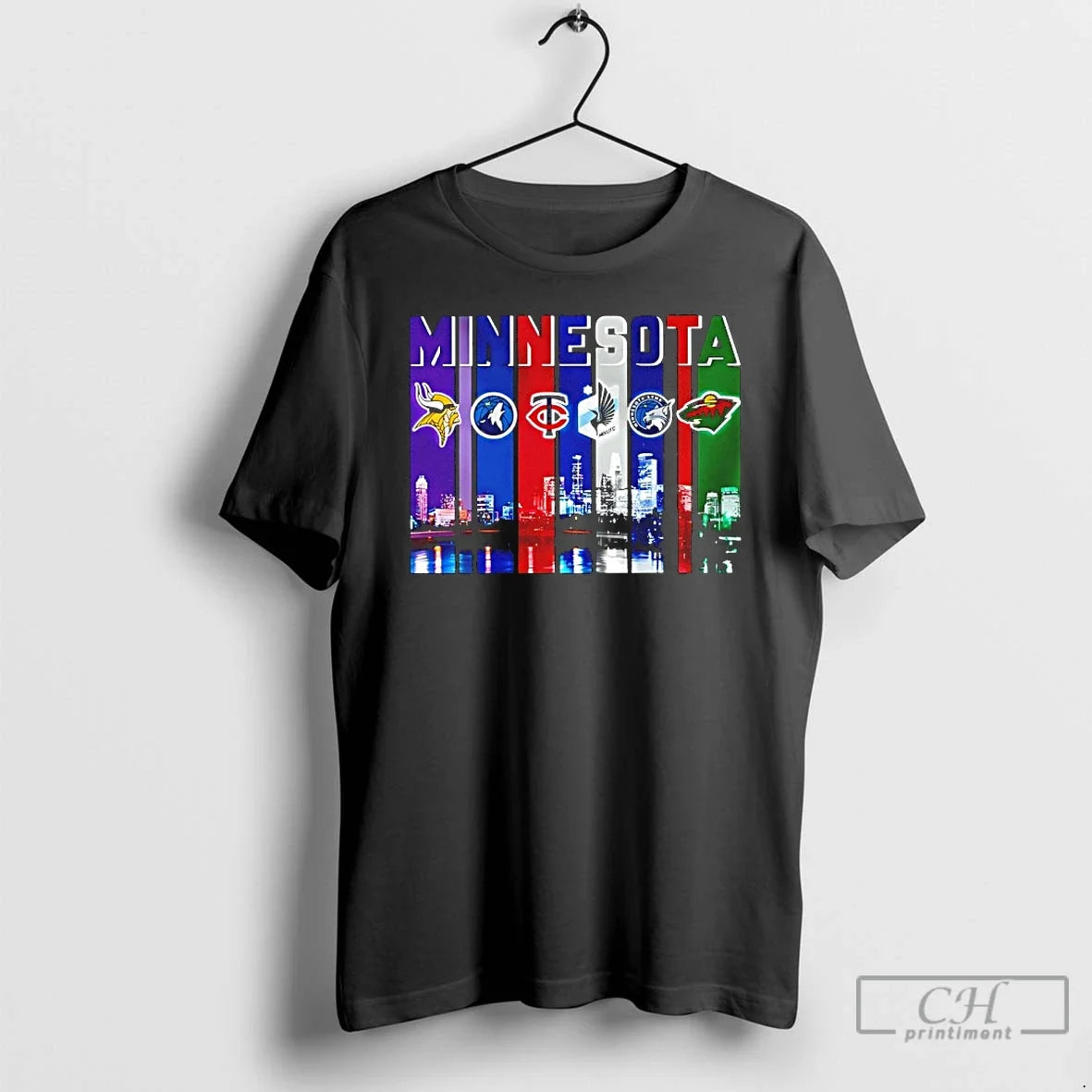 Premium Sports In Minnesota City Skyline T Shirts