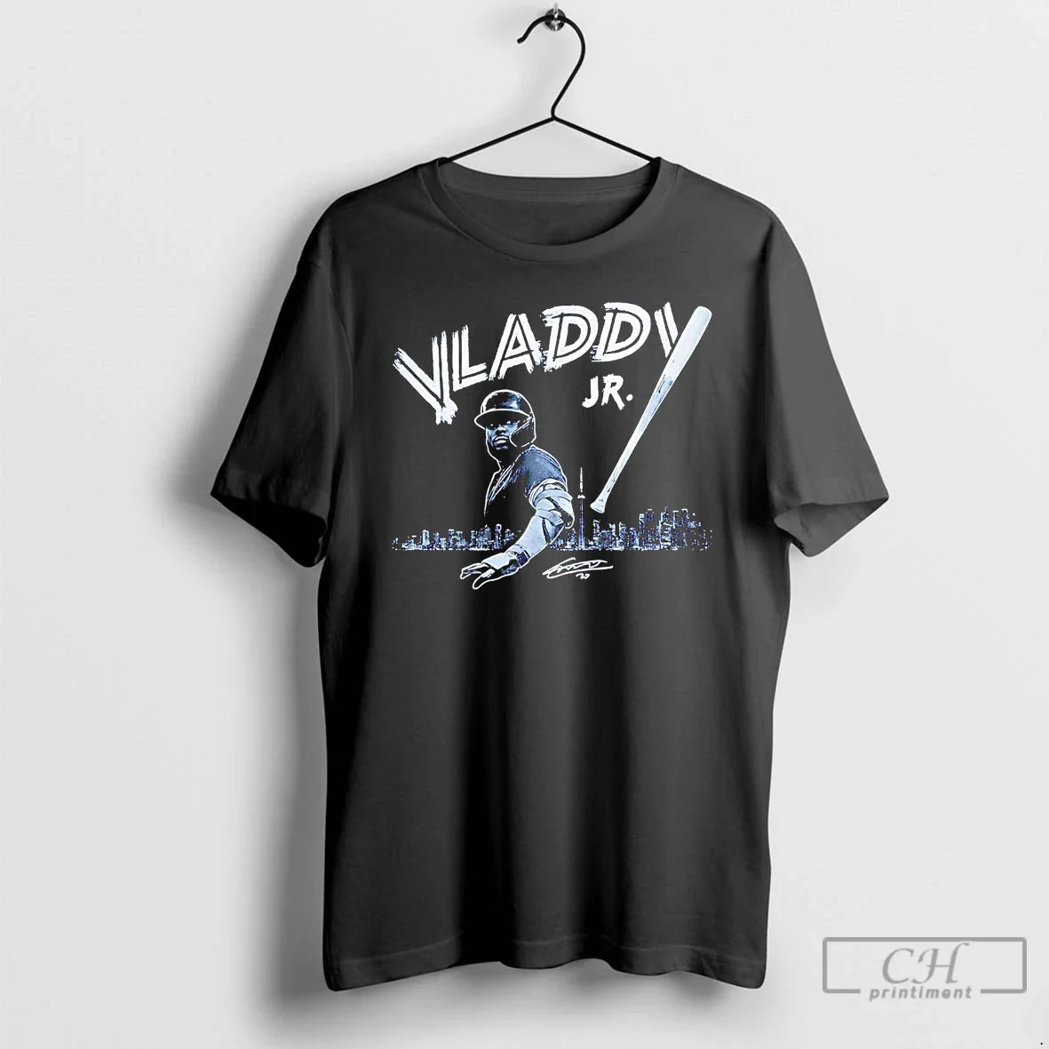 Premium Vladimir Guerrero Jr Bat Flip Skyline Signature T Shirts