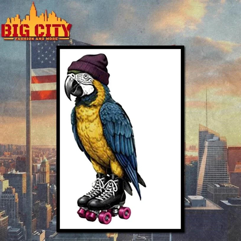 Roller skating parrot shirt Unisex