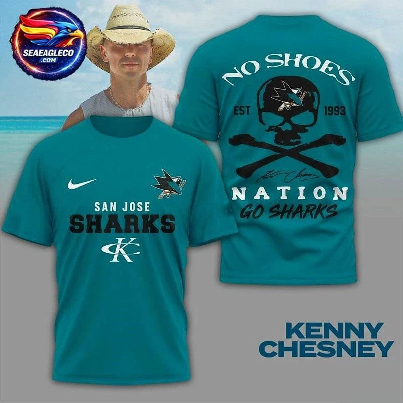 San Jose Sharks x Kenny Chesney No Shoes Nation 2026 Two Sided Shirt Unisex