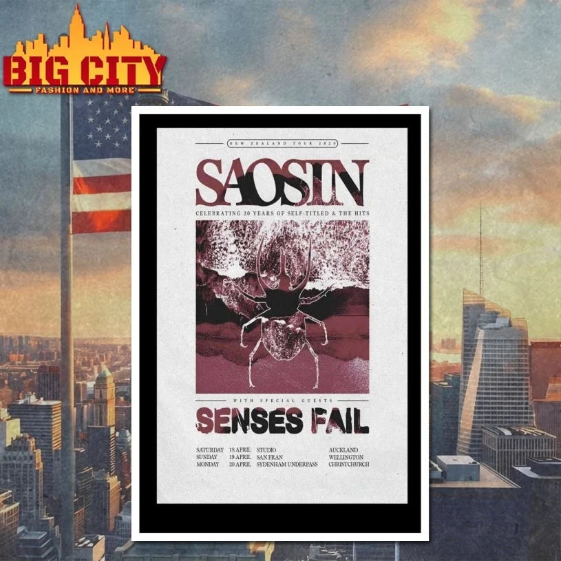 Saosin 2026 New Zealand Tour Poster Unisex
