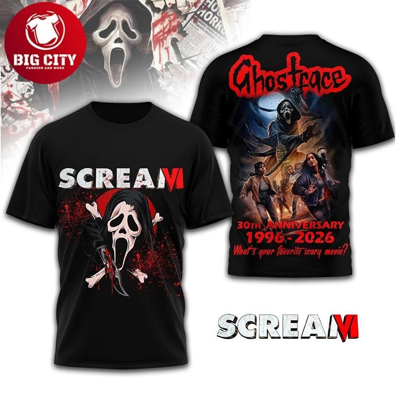 Scream Vi Ghostface 30Th Anniversary 2026 Two Sided Shirt Unisex