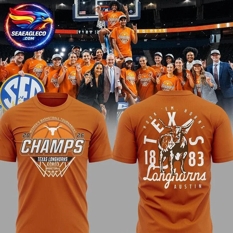 Texas Longhorns WBB SEC Tournament Champions 2026 Two Sided Shirt Unisex