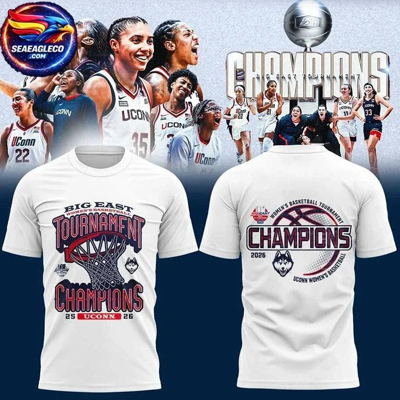 UConn Huskies Women’s Basketball 2026 BIG EAST Tournament Champions Two Sided Shirt Unisex