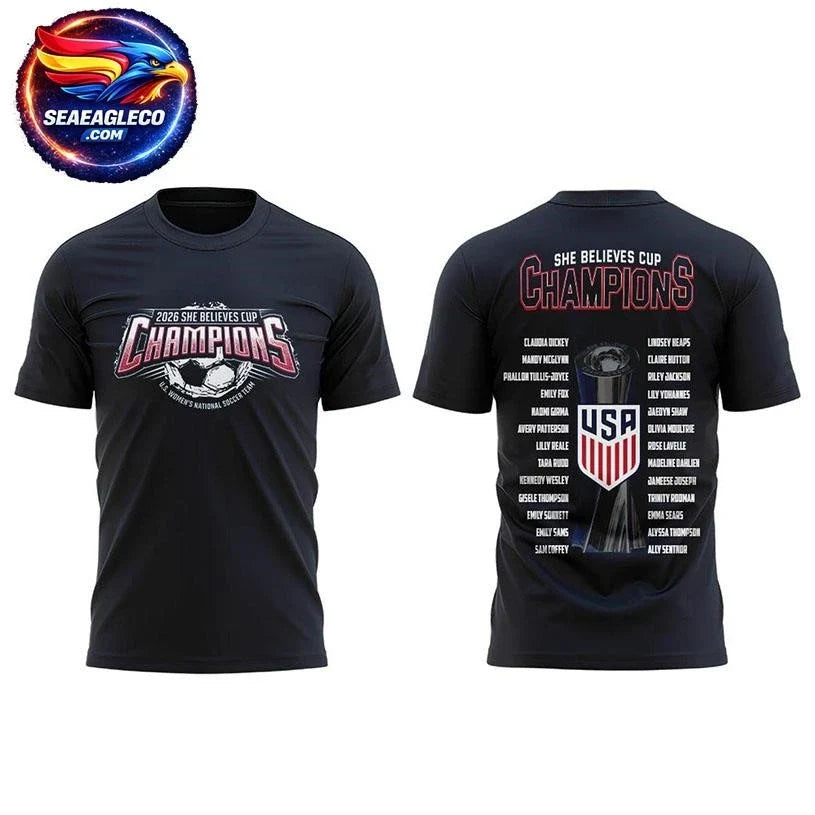 USA National Soccer Team 2026 She Believes Cup Champions Two Sided Shirt Unisex