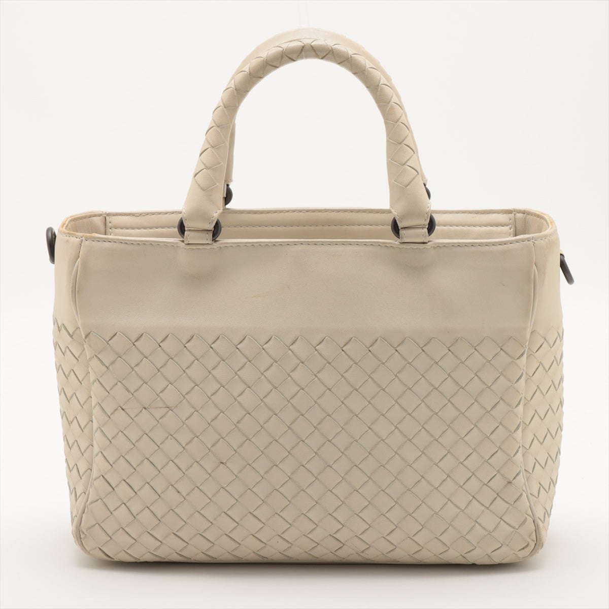 Bottega Veneta Intrecciato Leather 2 Way Handbag White #1816