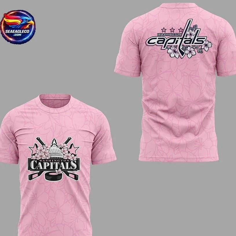 Washington Capitals Pink Cherry Bloosom 2026 Night Two Sided Shirt Unisex