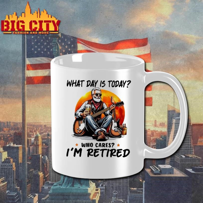 What Day Is Today Who Cares Im Retired Electric Guitar Beer Retirement Shirt Unisex