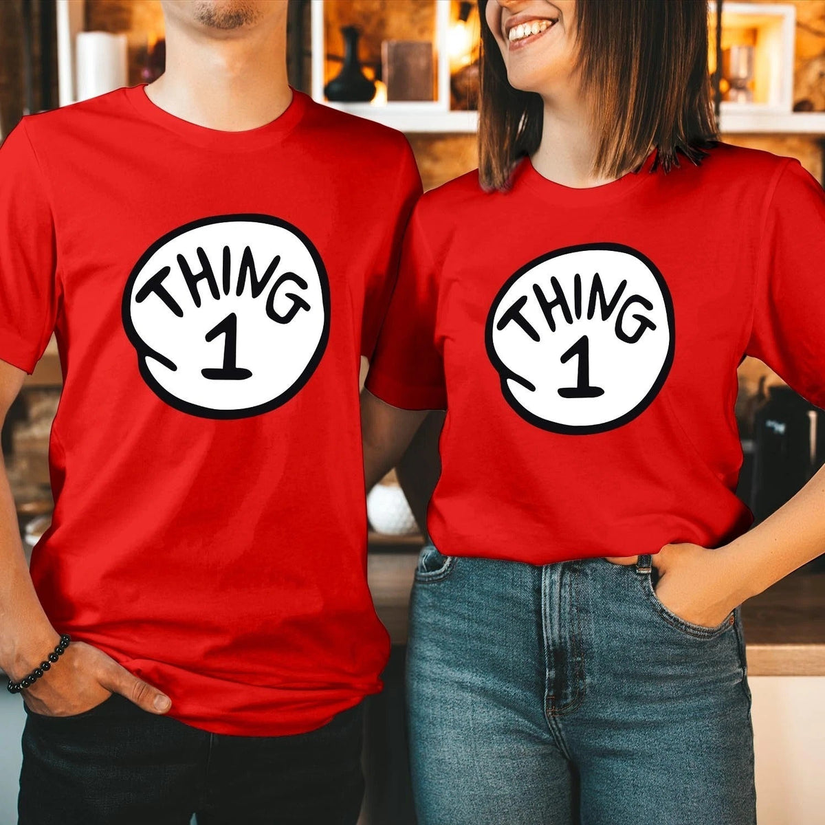 World Book Day Shirt, Thing 1 Costume Kids School Teacher Book Week Tops T-1355 Unisex