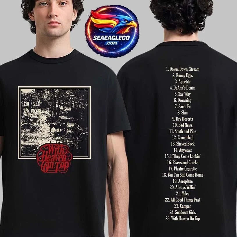 Zach Bryan With Heaven On Top Tour 2026 Merch Album Cover With Tracklist Two Sided Shirt Unisex