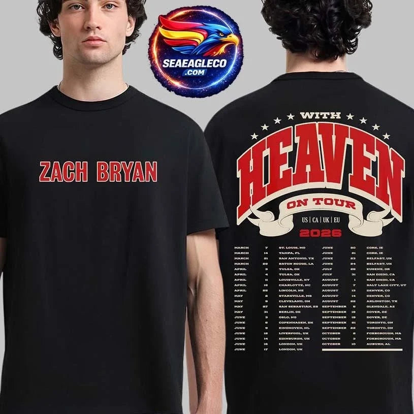 Zach Bryan With Heaven On Top Tour 2026 Merch Two Sided Shirt Unisex