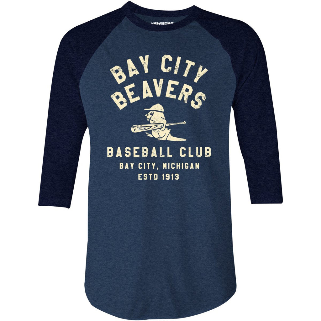 Bay City Beavers - Michigan - Vintage Defunct Baseball Teams - 3/4 Sleeve Raglan