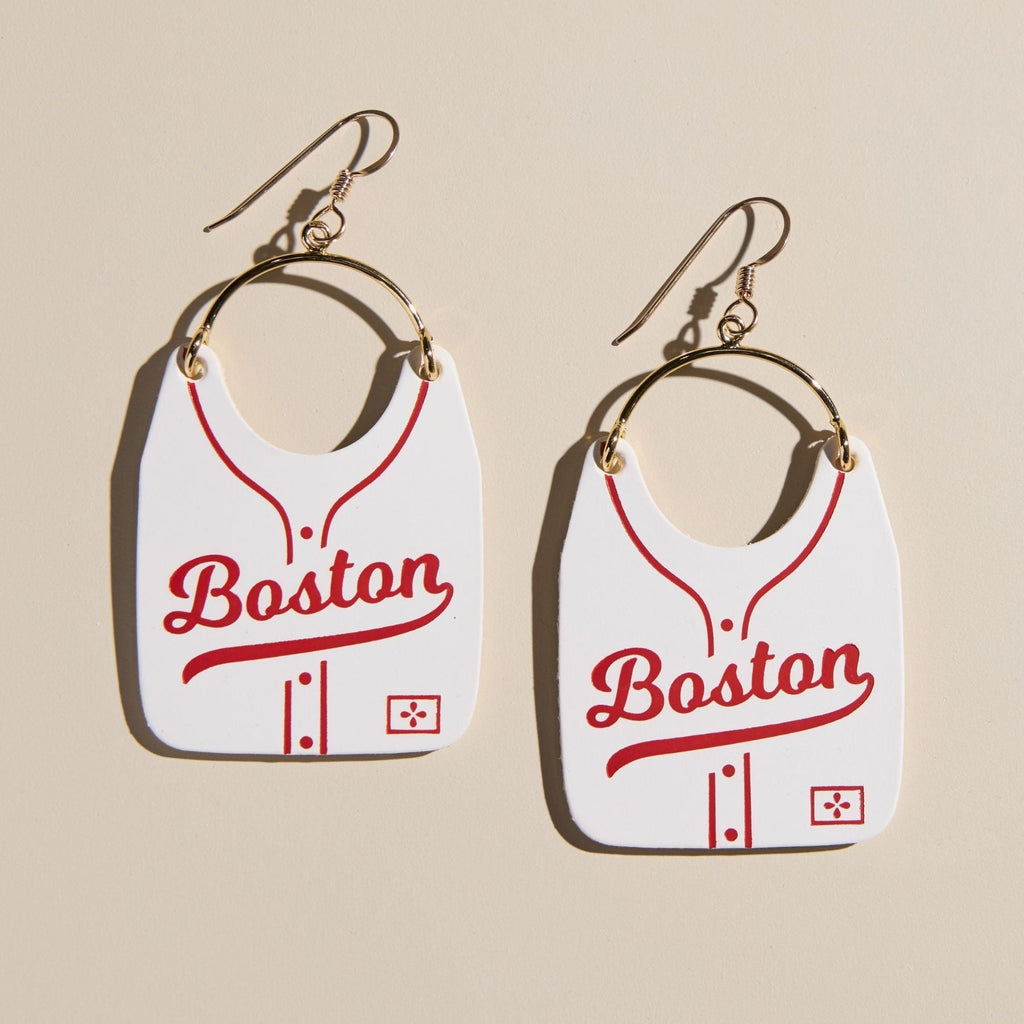 Boston Baseball Jersey Earrings