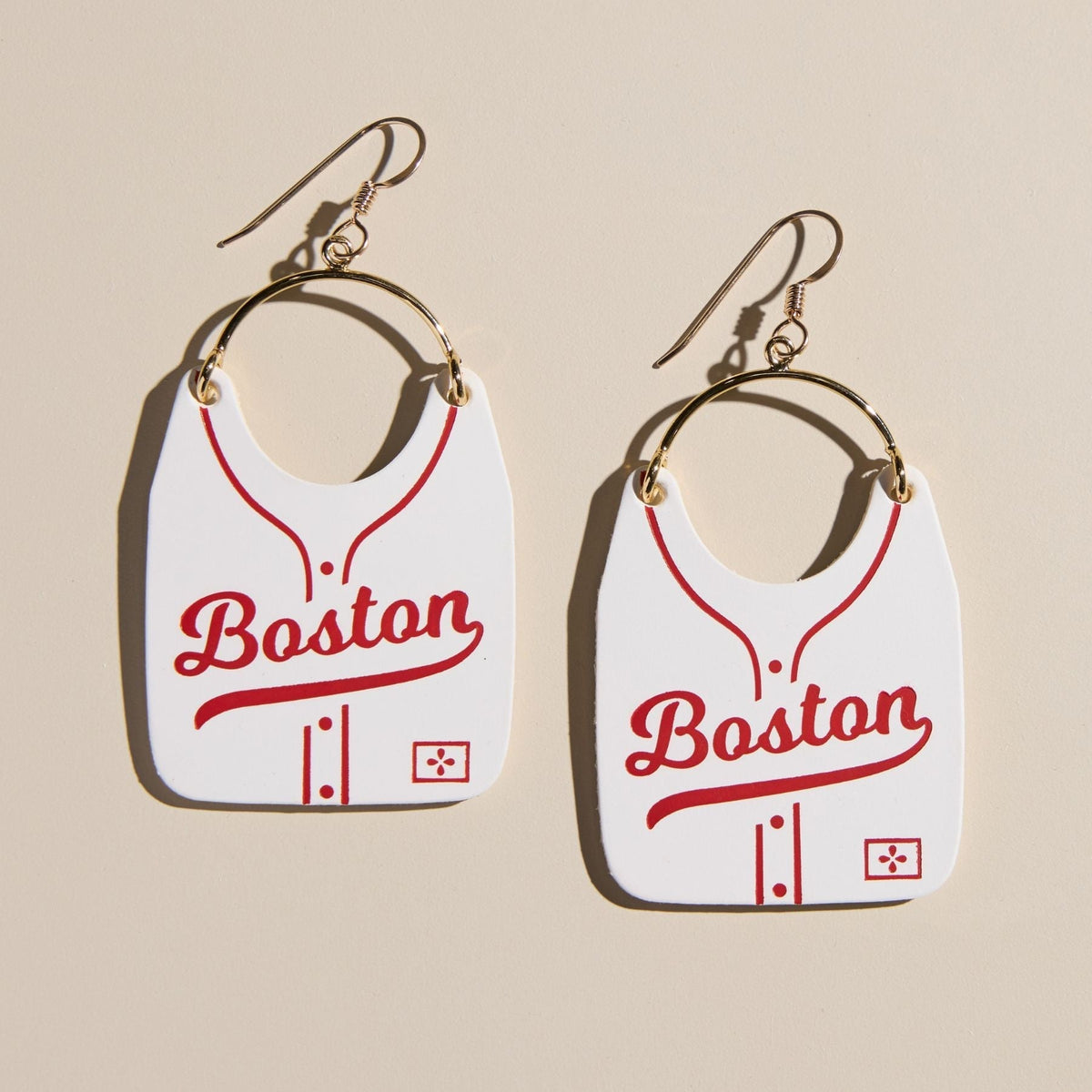 Boston Baseball Jersey Earrings