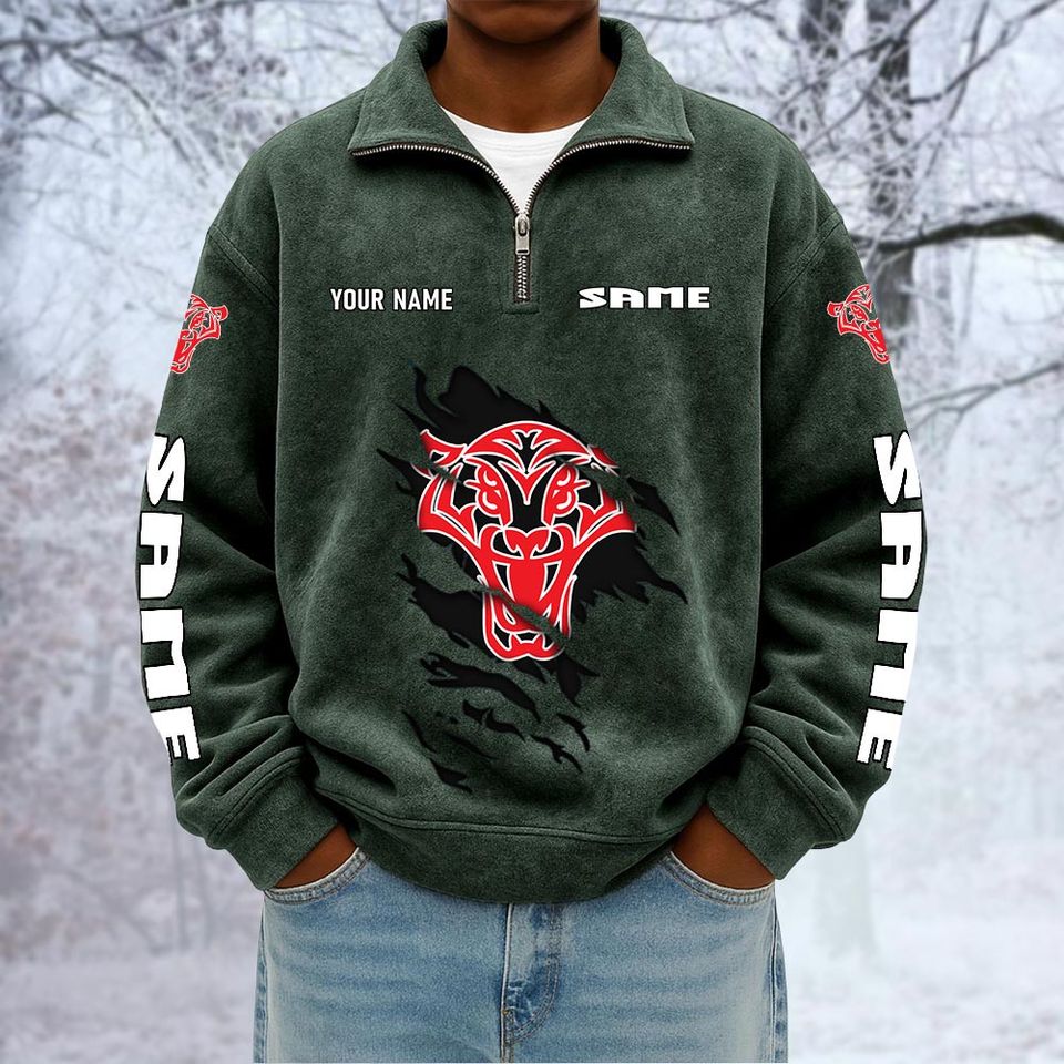 Same Custom Name Quarter Zip Pullover Sweatshirt - Multicolor