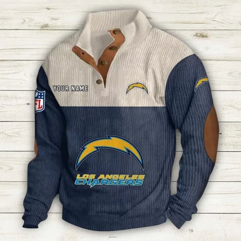 Los Ange les Chargers Corduroy Stand Collar Sweatshirts